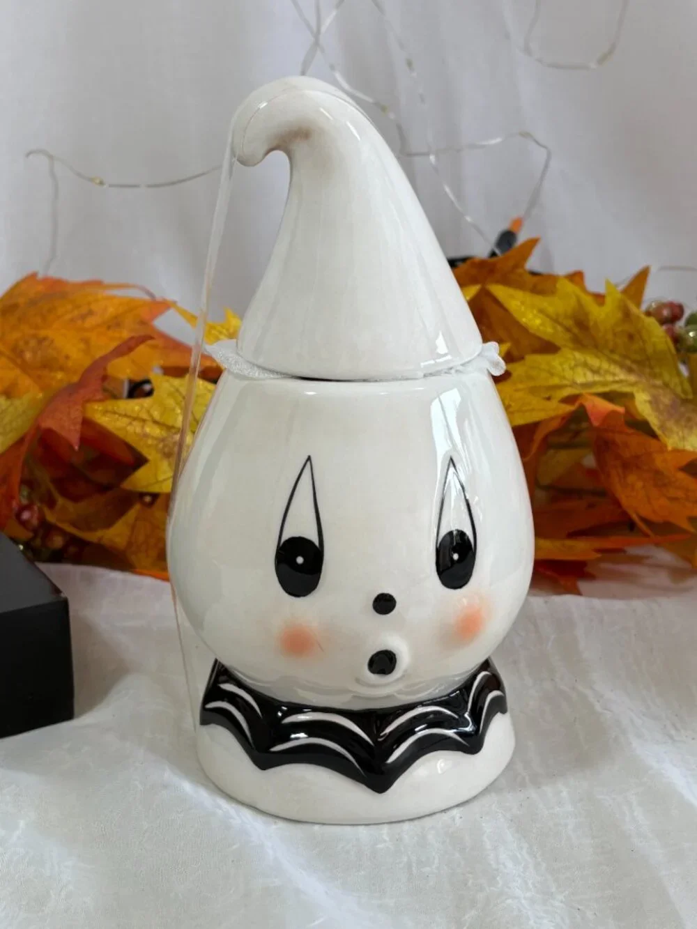 Johanna Parker Mini Ceramic Ghost Candy Treat Jar Canister Halloween NEW